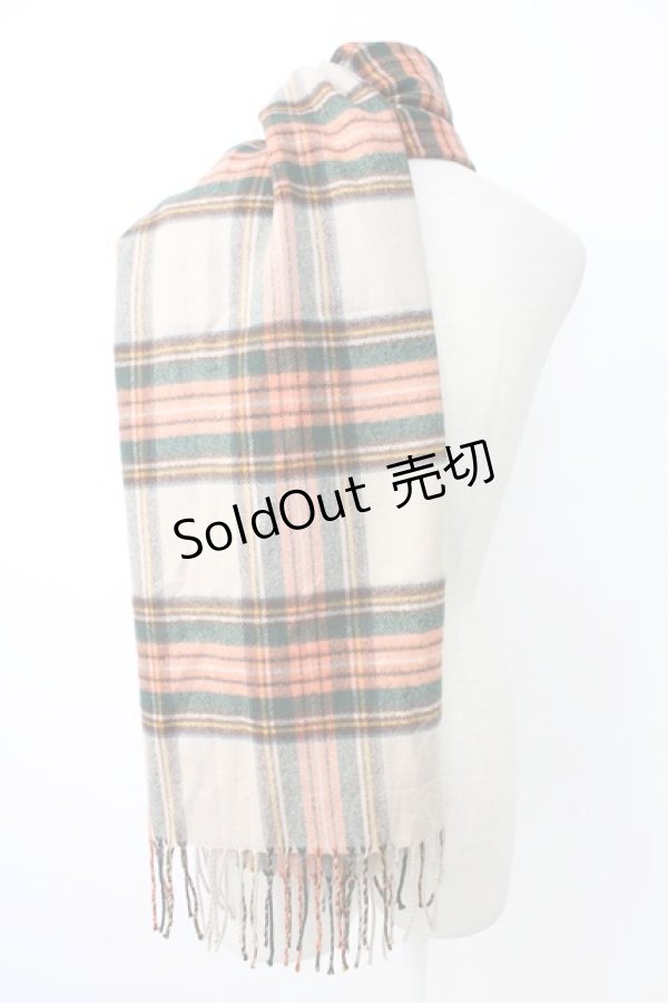 画像2: PINK HOUSE / Pワッペン付きチェックマフラー  ブラウン T-25-12-17-049-LO-ZA-SA-ZT485 (2)