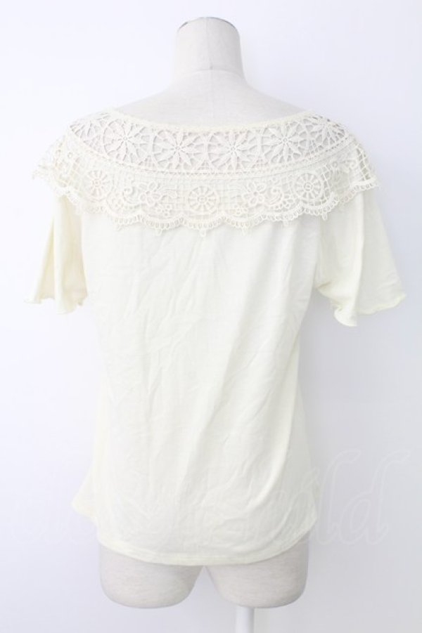 画像2: axes femme / 肩レースプリントTシャツ  アイボリー T-25-12-17-006-AX-TO-SA-ZT (2)