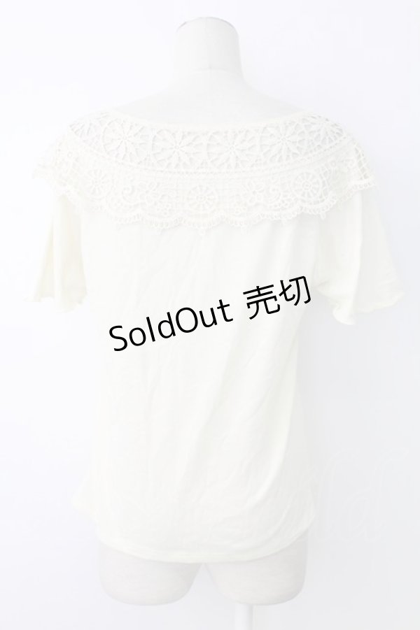 画像2: axes femme / 肩レースプリントTシャツ  アイボリー T-25-12-17-006-AX-TO-SA-ZT526 (2)