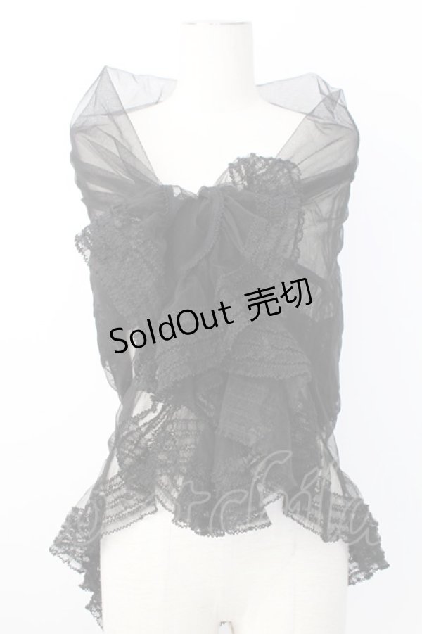 画像1: WONDERFUL WORLD / チュール大判スカーフ  ブラック T-25-12-17-051-LO-ZA-SA-ZT (1)