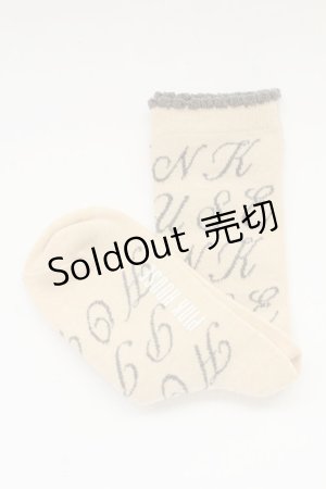 画像: PINK HOUSE / ロゴ靴下  ベージュ×グレー T-25-12-17-053-LO-ZA-SA-ZT485