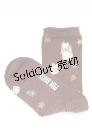 画像: PINK HOUSE / ネコマカロン柄ソックス  ブラウン T-25-12-17-054-LO-ZA-SA-ZT
