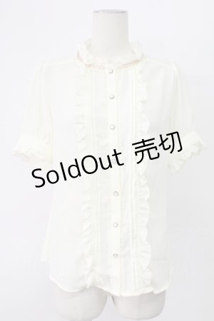 画像: axes femme / リボン付半袖ブラウス  アイボリー T-25-12-17-007-AX-BL-SA-ZT