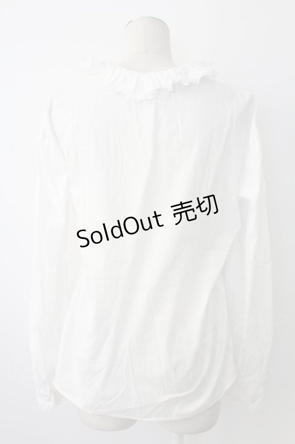 画像2: INGEBORG / レース&ピンタックくるみボタンブラウス  ホワイト T-25-12-17-001-LO-BL-SA-ZT526 (2)