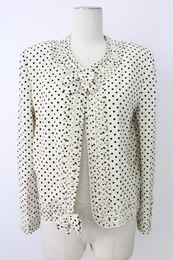 画像1: KANEKO ISAO / 水玉フリルノーカラー薄手ジャケット  ベージュ T-25-12-17-011-EL-JA-SA-ZT (1)