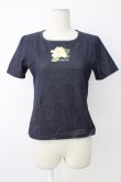 画像1: INGEBORG / カメリアロゴプリント半袖カットソー  ネイビー T-25-12-17-015-LO-TO-SA-ZT (1)