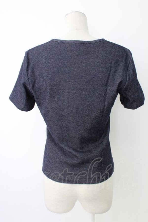 画像2: INGEBORG / カメリアロゴプリント半袖カットソー  ネイビー T-25-12-17-015-LO-TO-SA-ZT (2)