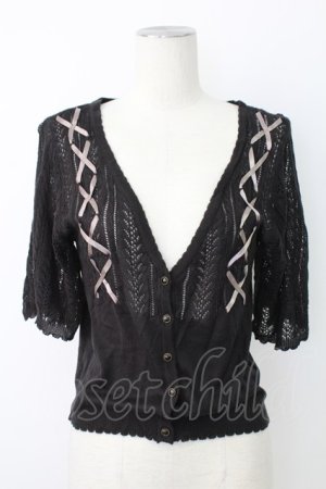 画像: axes femme / レースアップＸ透かしカーデ  黒 T-25-12-17-018-AX-TO-SA-ZT