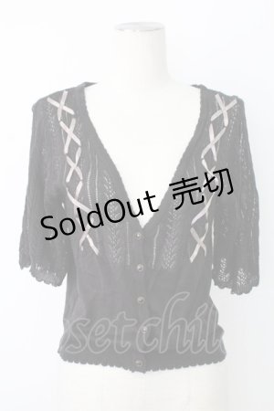 画像: axes femme / レースアップＸ透かしカーデ  黒 T-25-12-17-018-AX-TO-SA-ZT526