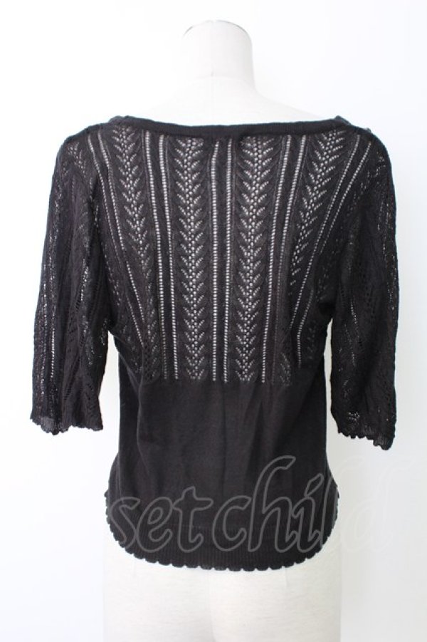 画像2: axes femme / レースアップＸ透かしカーデ  黒 T-25-12-17-018-AX-TO-SA-ZT (2)