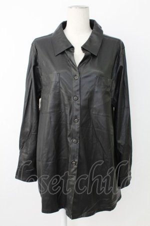 画像: INGEBORG / エコレザーシャツジャケット  黒 T-25-12-17-019-LO-JA-SA-ZT