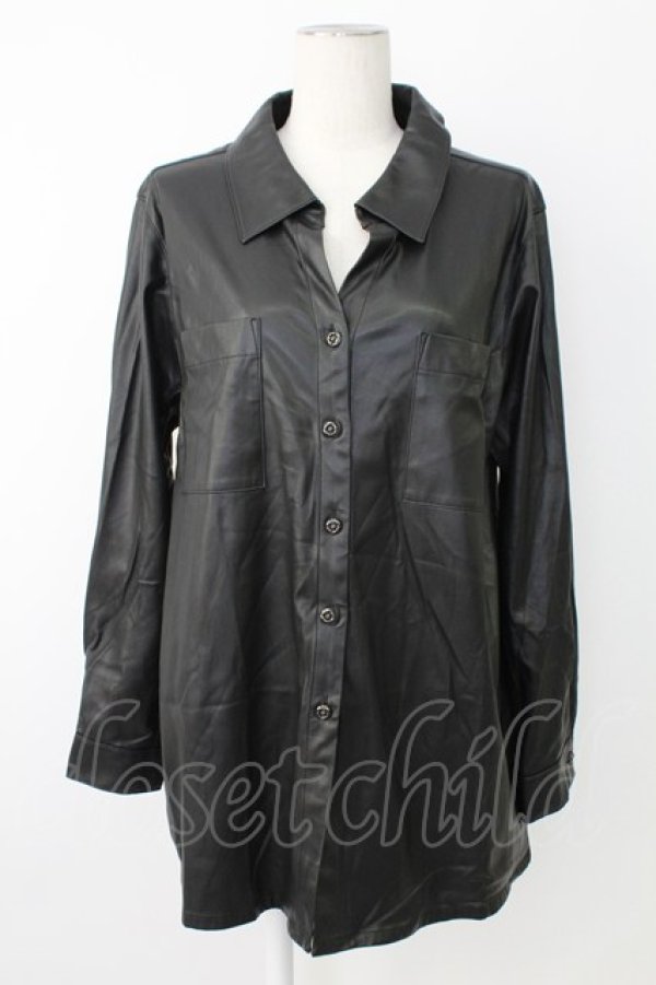 画像1: INGEBORG / エコレザーシャツジャケット  黒 T-25-12-17-019-LO-JA-SA-ZT (1)