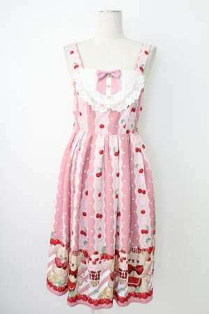 画像: axes femme kawaii / クマパフェ総柄ジャンスカ  ピンク T-25-12-17-021-AX-OP-SA-ZT