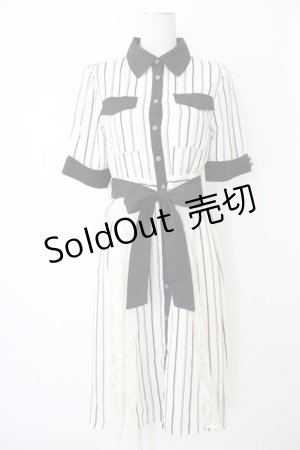 画像: axes femme / マルチストライプ柄シャツワンピース  白Ｘ黒 T-25-12-17-025-AX-OP-SA-ZT526