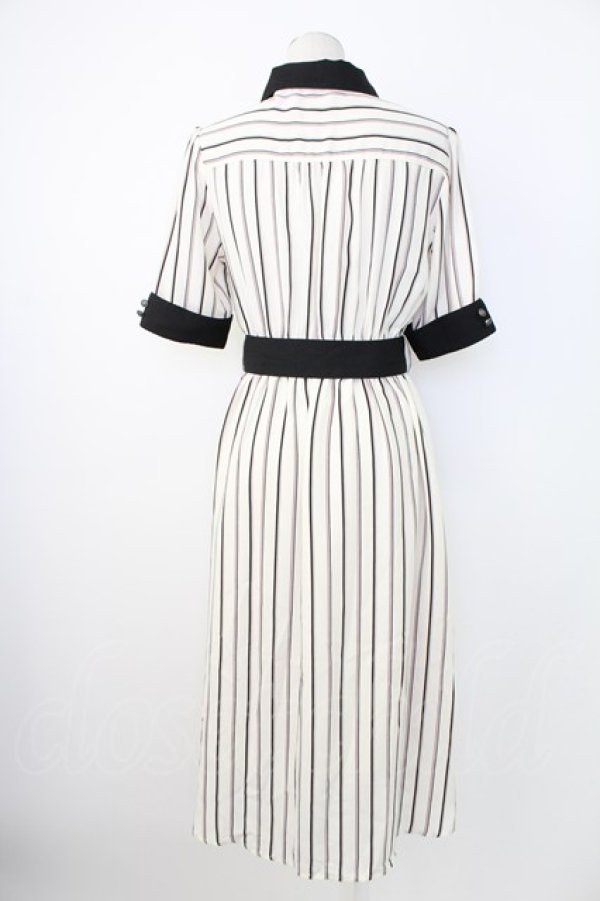 画像2: axes femme / マルチストライプ柄シャツワンピース  白Ｘ黒 T-25-12-17-025-AX-OP-SA-ZT (2)