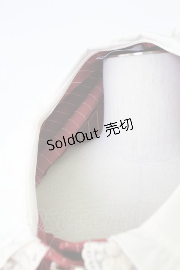 画像4: axes femme POETIQUE / フリルビッグ襟半袖ワンピース  ボルドーＸ白 T-25-12-17-026-AX-OP-SA-ZT526 (4)