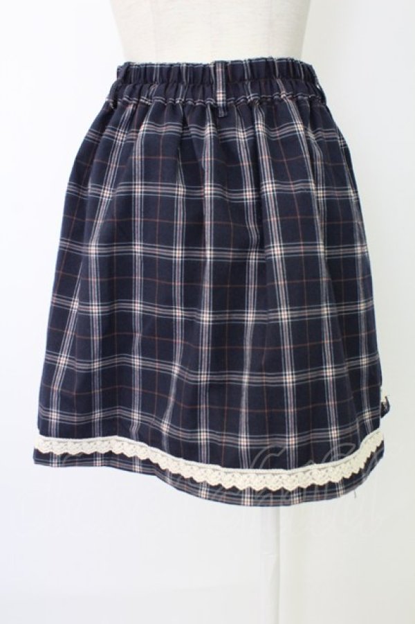 画像2: axes femme / チェック&裾レーススカート  青チェック T-25-12-17-030-AX-SK-SA-ZT (2)