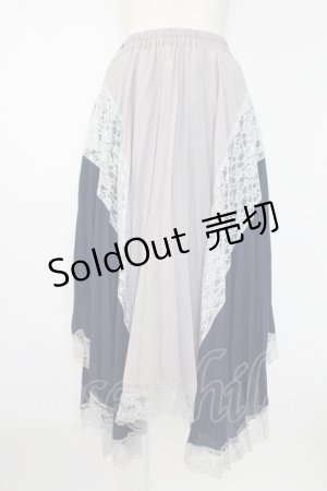 画像: axes femme / プリーツ切り替えイレヘムスカート  グレーＸネイビー T-25-12-17-031-AX-SK-SA-ZT527