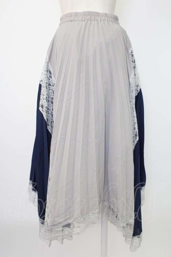 画像2: axes femme / プリーツ切り替えイレヘムスカート  グレーＸネイビー T-25-12-17-031-AX-SK-SA-ZT (2)