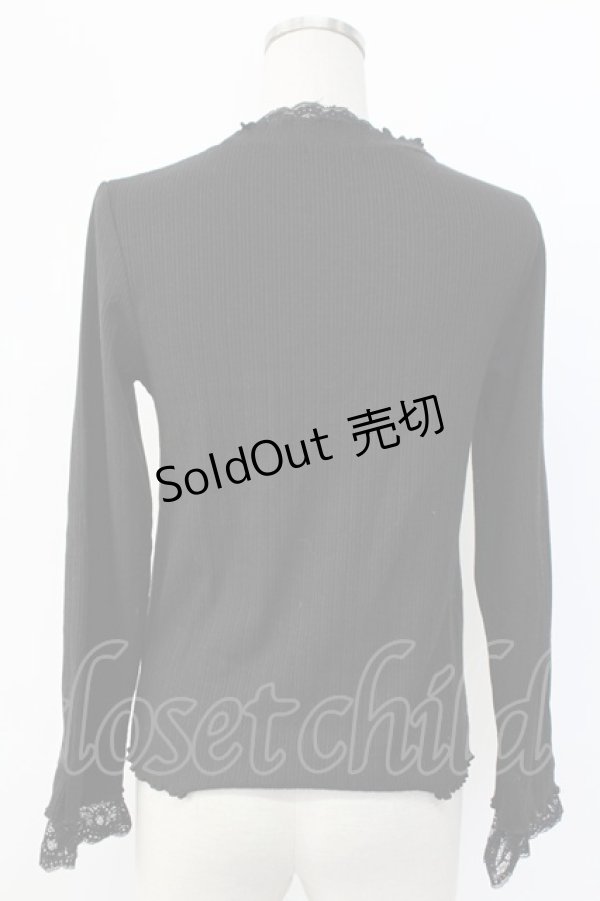 画像2: axes femme / キラキラお花ビジューリブプルオーバー  ブラック T-25-12-18-003-AX-TO-SA-ZT (2)