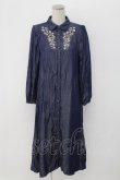 画像1: axes femme / 花刺繍ボリューム袖シャツワンピース  インディゴ T-25-12-18-024-AX-OP-SA-ZT (1)