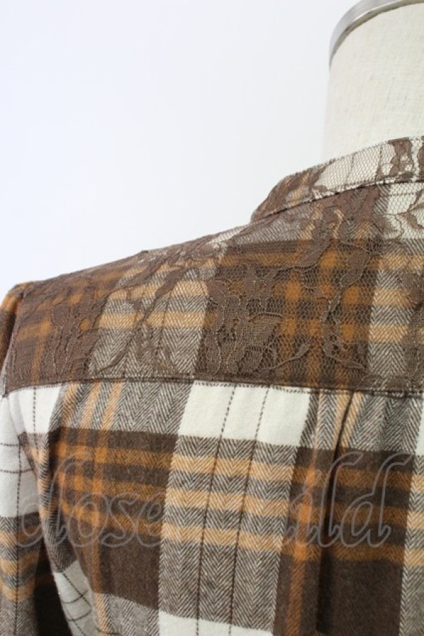 画像3: axes femme / ハイネックチェック長袖ワンピース  ブラウン T-25-12-18-025-AX-OP-SA-ZT (3)