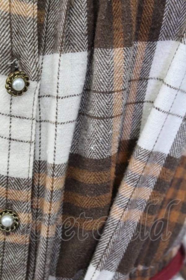 画像5: axes femme / ハイネックチェック長袖ワンピース  ブラウン T-25-12-18-025-AX-OP-SA-ZT (5)