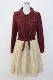 画像1: axes femme / チュール切り替えシャツワンピース  ボルドーＸ生成り T-25-12-18-026-AX-OP-SA-ZT (1)