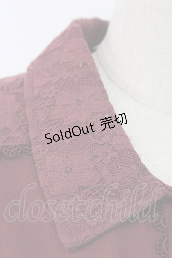 画像4: axes femme / チュール切り替えシャツワンピース  ボルドーＸ生成り T-25-12-18-026-AX-OP-SA-ZT452 (4)