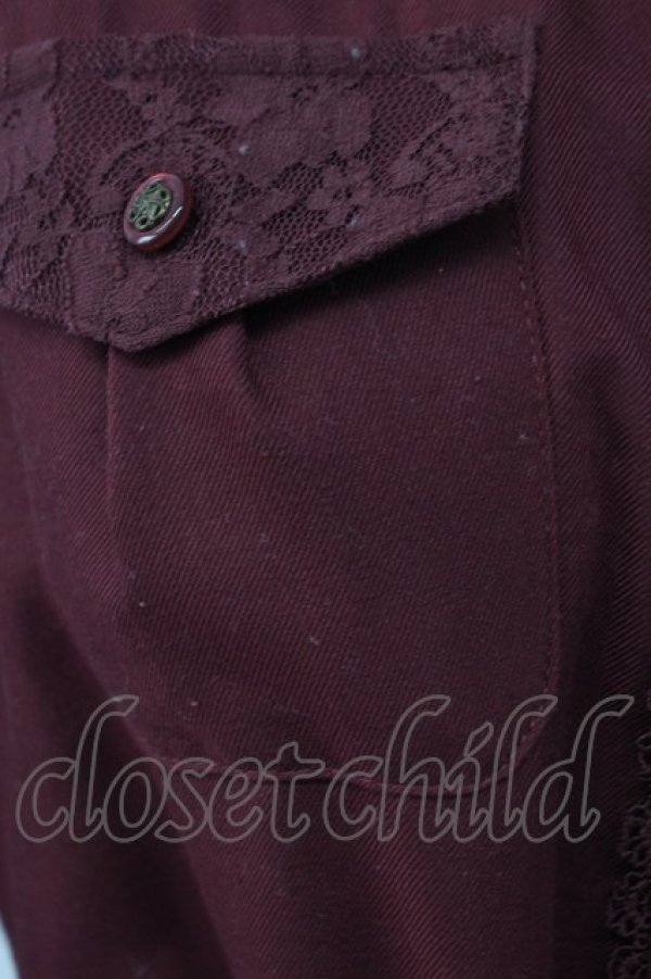 画像5: axes femme / チュール切り替えシャツワンピース  ボルドーＸ生成り T-25-12-18-026-AX-OP-SA-ZT (5)