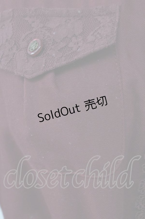 画像5: axes femme / チュール切り替えシャツワンピース  ボルドーＸ生成り T-25-12-18-026-AX-OP-SA-ZT452 (5)