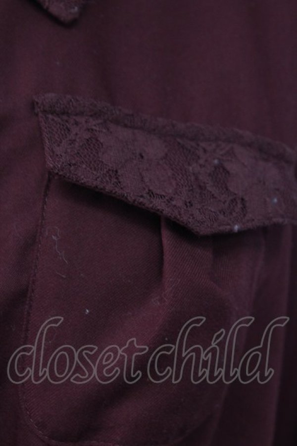 画像6: axes femme / チュール切り替えシャツワンピース  ボルドーＸ生成り T-25-12-18-026-AX-OP-SA-ZT (6)