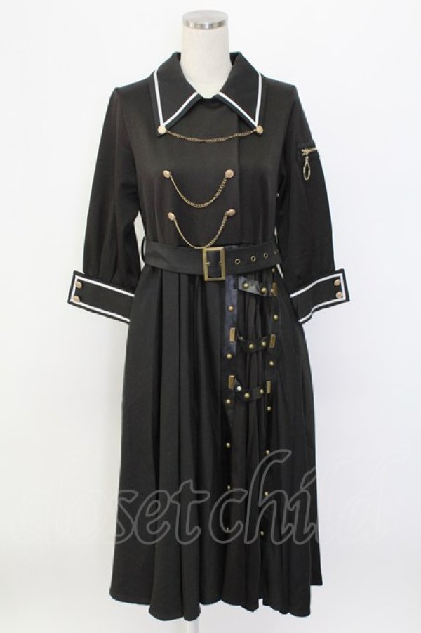 画像1: IRO+IRO / 大人パンクＸマリンセーラー風ワンピース M 黒 T-25-12-18-030-LO-OP-SA-ZT (1)