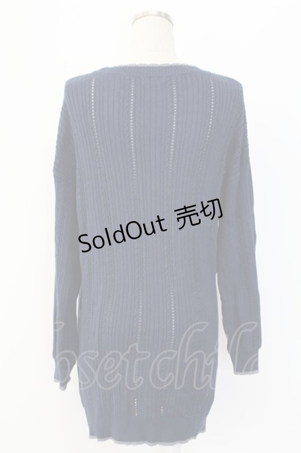 画像2: axes femme / 花刺繍ロングニットカーデ  ネイビー T-25-12-18-004-AX-TO-SA-ZT401 (2)