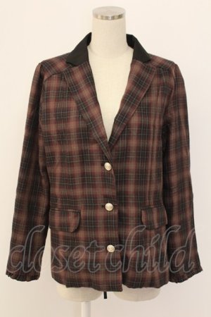 画像: axes femme / タータンチェックジャケット M ブラウン T-25-12-18-032-AX-JA-SA-ZT