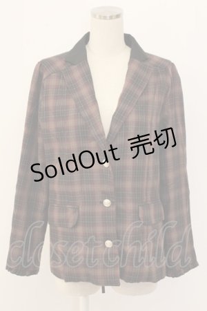 画像: axes femme / タータンチェックジャケット M ブラウン T-25-12-18-032-AX-JA-SA-ZT436