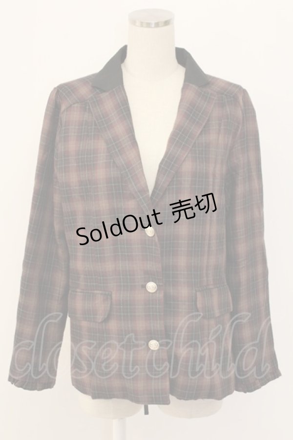 画像1: axes femme / タータンチェックジャケット M ブラウン T-25-12-18-032-AX-JA-SA-ZT436 (1)