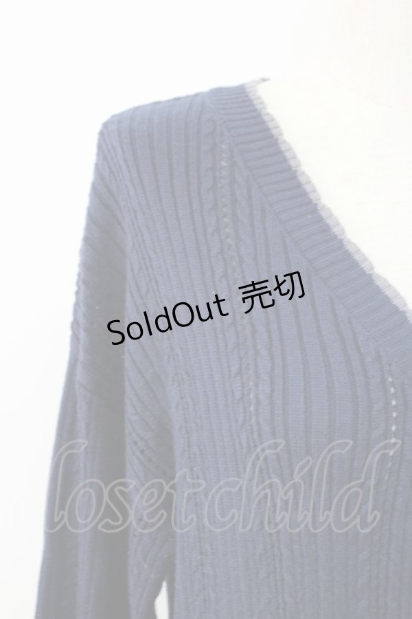 画像3: axes femme / 花刺繍ロングニットカーデ  ネイビー T-25-12-18-004-AX-TO-SA-ZT401 (3)