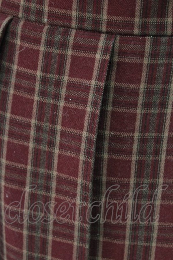 画像4: axes femme / ウエストベルトチェックプリーツ変形スカート  ボルドー T-25-12-18-036-AX-SK-SA-ZT (4)