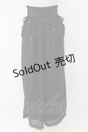 画像: Amavel / サイド編み下げストライプパンツ  黒 T-25-12-18-037-CA-PA-SA-ZT