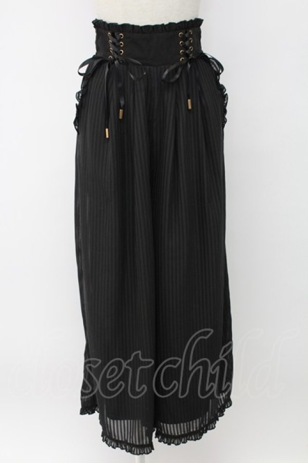 画像1: Amavel / サイド編み下げストライプパンツ  黒 T-25-12-18-037-CA-PA-SA-ZT (1)