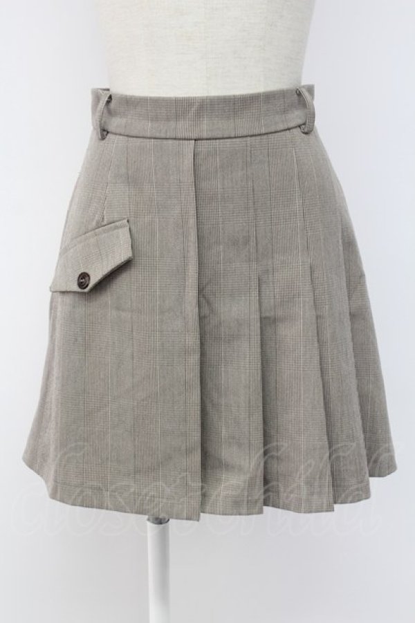 画像1: Ank Rouge / グレンチェック&ポケットスカート  ブラウン T-25-12-18-038-CA-SK-SA-ZT (1)