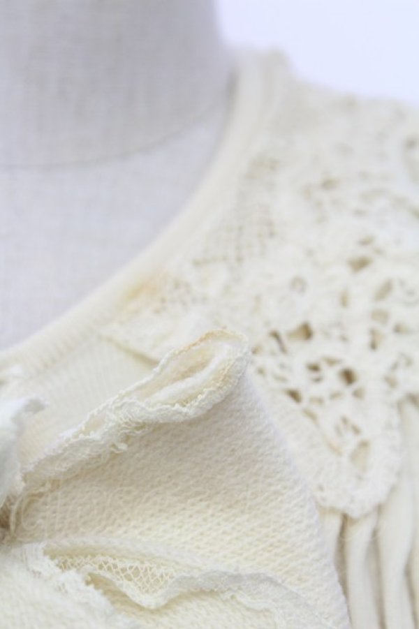 画像6: PINK HOUSE / レース襟&ニットリボン付きパールボタンカーディガン  アイボリー T-25-12-18-039-LO-TO-SA-ZT (6)