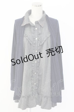 画像: axes femme / カーディガン重ね着風フリルシャツ M ネイビー×グレー T-25-12-18-005-AX-BL-SA-ZT