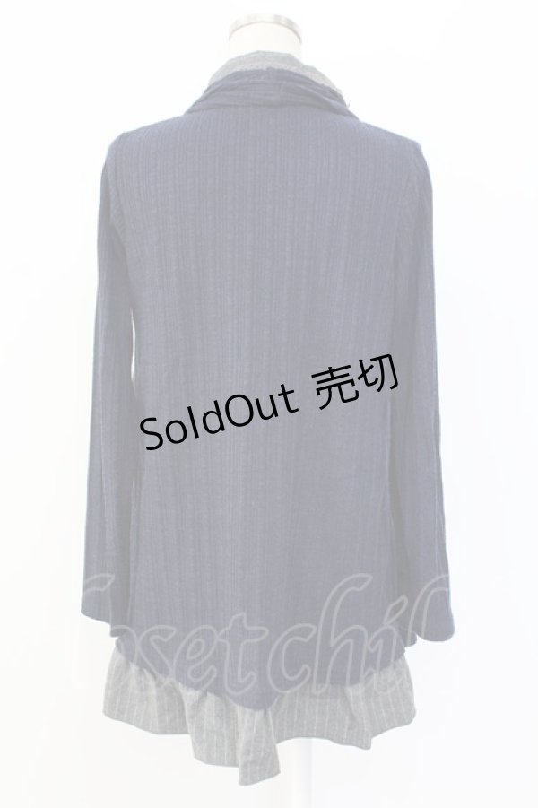 画像2: axes femme / カーディガン重ね着風フリルシャツ M ネイビー×グレー T-25-12-18-005-AX-BL-SA-ZT (2)