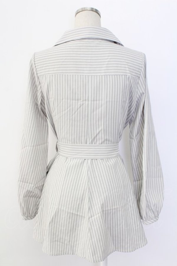 画像2: axes femme / バラ刺 ストライプシャツプルオーバー M グレー T-25-12-18-007-AX-BL-SA-ZT (2)