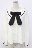 画像1: Amavel / ストライプリボン襟ブラウス  白Ｘ黒 T-25-12-18-008-CA-BL-SA-ZT (1)