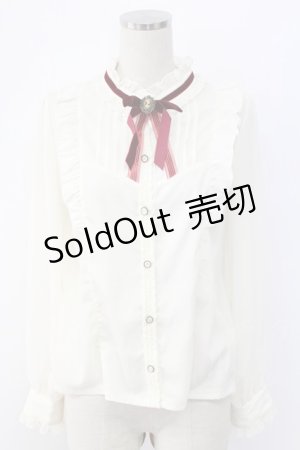 画像: axes femme POETIQUE / ベロアリボンハイネック長袖ブラウス  アイボリーＸボルドー T-25-12-18-009-AX-JA-SA-ZT390