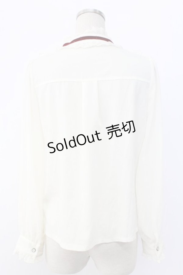 画像2: axes femme POETIQUE / ベロアリボンハイネック長袖ブラウス  アイボリーＸボルドー T-25-12-18-009-AX-JA-SA-ZT390 (2)