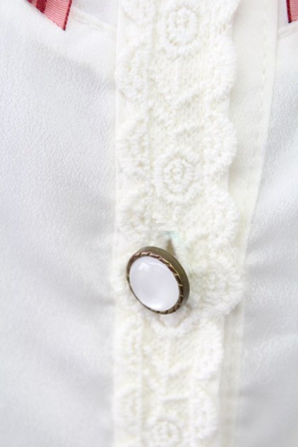 画像4: axes femme POETIQUE / ベロアリボンハイネック長袖ブラウス  アイボリーＸボルドー T-25-12-18-009-AX-JA-SA-ZT (4)